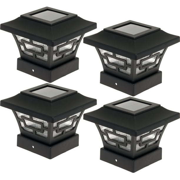 Ntertainment House 2-Pk Solar Hexagon Light with 6 Ultra Bright SMD LEDs for Fence Post Cap with Optional adapters for 6x6 or 5x5 or 4x4 Posts White, 6x6